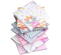 CraftsFabrics Lot de 8 coupons de tissu 100 % coton pour matelassage, scrapbooking, patchwork, arts et travaux manuels Motif fée rose 40 x 50 cm