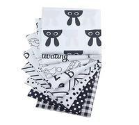 CraftsFabrics Lot de 8 coupons de tissu sergé 100 % coton pour patchwork, loisirs créatifs, couture, vêtements de chambre d'enfant, projets de bricolage Noir et blanc 40 x 50 cm