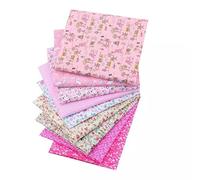 CraftsFabrics Lot de 9 carrés de tissu prédécoupés 100 % coton pour patchwork, matelassage, scrapbooking, couture, loisirs créatifs Rose 50 x 50 cm