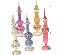 CraftsOfEgypt Genie Lot de 5 flacons de parfum miniatures en verre soufflé pour parfums et huiles essentielles, 12 cm de haut, couleurs assorties