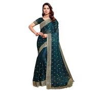 CRAFTSTRIBE Women's Art Silk Heavy Sequence Work Morpeach Sarees For Women With Blouse Piece
