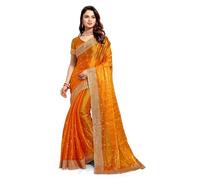 CRAFTSTRIBE Women's Art Silk Heavy Sequence Work Mustrad Sarees For Women With Blouse Piece