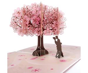 CraftWerk Carte pop-up 3D Fleurs de cerisier Carte de bon pour mariage, Saint-Valentin et anniversaires Carte de vœux élégante avec enveloppe