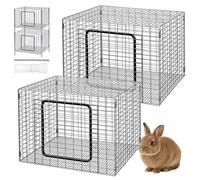 CraftyDream Lot de 2 cages à lapin empilables avec bandes et clips en J pour porte d'entrée en maille galvanisée résistante à la rouille, facile à assembler (61 x 61 x 40,6 cm)