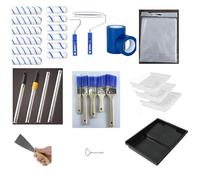 CraftyDream Lot de 41 rouleaux de peinture avec rallonge de 6 à 1,2 m, 10,2 cm, 22,9 cm, plateau de peinture de 22,9 cm, chiffons en plastique de 3,7 x 2,7 m, outils de peinture pour mur, maison