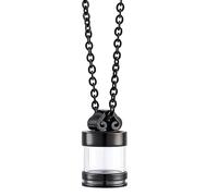 CRAFTYMELODY 1 Pièce Acier Inoxydable 304 Colliers d'Urne pour Cendres Gravure Collier de Cendres Noir Tube en Verre Colonne Claire Fiole Collier de Crémation