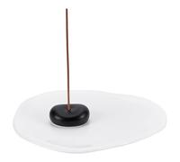 CRAFTYMELODY 1 pièce Brûleur d'Encens en Céramique Noir Ovale Porte-Encens Porte-Bâtonnets d'Encens Brûleur d'Encens Robuste Attrape-Cendres avec 1 pièce Plaque en Résine