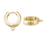 CRAFTYMELODY 10 boucle D'Oreille Créole avec Boucle Horizontale 13x12mm Plaquée Or 18 carats Véritable Anneau Français Rond Fermoir à Levier