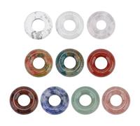 CRAFTYMELODY 10 pendentif en Forme de Donut Naturel de 10mm 15 styles Pierres Précieuses Mixtes Cercle Creux Plat Rond Grand Trou