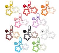 CRAFTYMELODY 10 porte Clés Étoile 10 couleurs Pendentif en Acrylique Décoratif avec Porte Clés en Fer Fournitures pour Sacs à Main Porte Clés Étoiles Cloche Décoration de Sacs à Main