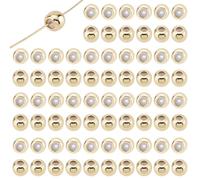 CRAFTYMELODY 100 perle D'Arrêt en Laiton Plaqué Or 18 carats et Silicone Perles Coulissantes Rondes de 4mm Perles D'Espacement Lâches pour la Fabrication de Bijoux