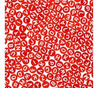 CRAFTYMELODY 1000 perle Transparente en Acrylique avec Lettres Rouges de 7mm Assortie à L'Alphabet Perle Plate Ronde en Forme de Disque Perle D'Espacement Horizontale.