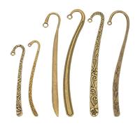 CRAFTYMELODY 12 marque Page en Métal à 6 styles Crochet en Épingle à Cheveux Alliage Bronze Tibétain Antique Crochet Sculpté Marque Pages avec Boucle Accessoires de Marqueur de Livre