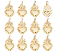 CRAFTYMELODY 12 pendentif en Laiton Sacré Cœur Breloques en Forme de Cœur Doré Pendentif en Forme D'Amour avec Anneaux Ouverts Breloque D'Amour pour la Fabrication de Bijoux