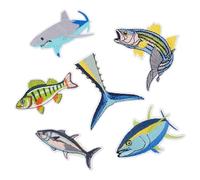 CRAFTYMELODY 12 pièce de Patchs Thermocollants en Forme de Poisson 6 styles Animaux de L'Océan Broderie à Coudre Thon Requin Accessoires de Costume Brodés pour Vêtements Décoration