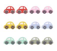 CRAFTYMELODY 12 pièce de Perles en Silicone pour Voiture 6 couleurs Rouge Rose Bleu Vert Jaune Gris Perles D'Espacement en Vrac