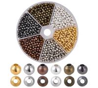 CRAFTYMELODY 120 pièce de Perles D'Espacement Rondes Bicolores de 6mm en Fer Perles D'Espacement en Vrac Perles de Rocaille Plaquées Métallisées Petites Perles pour la Fabrication de Bijoux