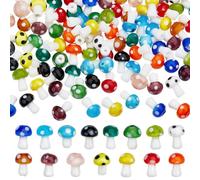 CRAFTYMELODY 120 pièce de Perles en Forme de Champignon 15 couleurs Colorées en Verre Soufflé avec Trou Central Pendentifs Breloques en Verre Faites à la Main.