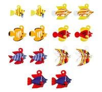 CRAFTYMELODY 14 pièce 7 styles Breloques en Forme de Poisson Tropical en Verre Soufflé Coloré Animal Marin Poisson Clown Pendentif Fait à la Main Breloques de la Vie Marine