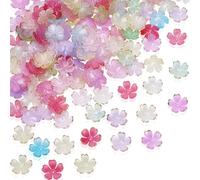 CRAFTYMELODY 150 embout de Perle en Acrylique Transparent à 5 pétales Motif Fleur de Cerisier Couleurs Mélangées pour Loisirs Créatifs