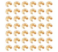 CRAFTYMELODY 150 pièce de Perles à Écraser Plaquées Or 18 carats Rondelles en Laiton 5.5mm Demi Rondes Ouvertes pour Petites Perles à Écraser