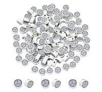 CRAFTYMELODY 150 pièce de Perles de Volley Ball Blanches en Argile Polymère Perles à Thème Sportif Breloques Volley Ball D'Espacement Plates et Rondes Faites à la Main