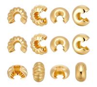 CRAFTYMELODY 160 embout pour Perles à Écraser en Laiton Plaqué Or 18 carats Demi Rond Ouvert pour Cordon pour Loisirs Créatifs
