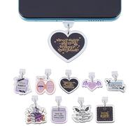 CRAFTYMELODY 18 pièce 9 styles de Bouchons Poussière pour Téléphone Portable Compatible avec Kindles. Breloques pour Bouchons Poussière : Cœur Papillon Carré.
