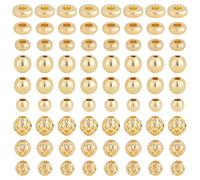 CRAFTYMELODY 180 Pcs Perles en Laiton Doré 9 Styles 4/5/6mm Perles Espaceuses en Vrac Ronde Plate Ronde Creuse Espaceurs Métalliques Durables