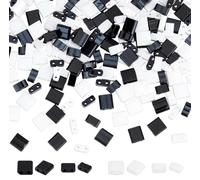 CRAFTYMELODY 180 pièce 4 styles 2 trous Perles de Rocaille en Verre Rectangulaires Plates Perles Blanches et Noires Mini Perles D'Espacement en Vrac Perles Demi Coupées