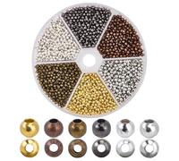 CRAFTYMELODY 180 pièce de Perles Intercalaires Rondes Bicolores de 6mm en Fer Perles Intercalaires en Vrac Plaquées Métal Petites Perles de Rocaille Accessoires de Bijoux en Vrac