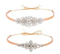 CRAFTYMELODY 2 bandeau de Chapeau en Cuir de Vache avec Strass Scintillants Ceinture de Chapeau de Cowboy avec Cordon en Polyester Ciré Réglable Accessoires Pérou