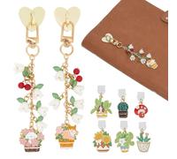 CRAFTYMELODY 2 Chaînes pour avec 6 Bouchons Anti-Poussière Mobiles en Plastique Décorations Pendentifs avec Fermoirs Pivotants en Alliage Protège Port de Charge