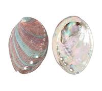 CRAFTYMELODY 2 Coquilles d'Ormeau Brun Noix de Coco Bol en Coquillage Naturel 125mm/86mm Support de Brûleur de Sauge