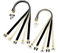 CRAFTYMELODY 2 marque Page en Ruban de Velours Marque Page Bible Rubans de Velours Noir et Blanc Marque Pages avec Pendentif Nœud Papillon Marque Pages Bible Multi Brins