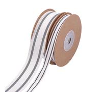 CRAFTYMELODY 2 Rouleaux 20 Verges Ruban Rayé Noir Blanc 3/8-1 Pouce Ruban Rayé Coton Naturel Rubans Gros Grain Noirs Rubans Ferme