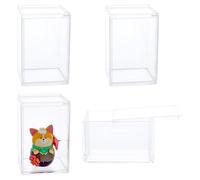 CRAFTYMELODY 2 vitrine Rectangulaire Transparente en Acrylique pour Mini Figurines Boîte en Acrylique avec Porte Coulissante Cube Empilable Petite Vitrine