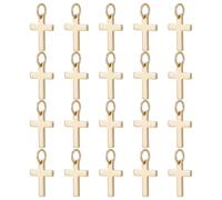 CRAFTYMELODY 20 breloque Croix Plaquée Or 18 carats Pendentif Crucifix en Laiton Breloques Dorées avec Anneau de Jonction pour Collier DIY