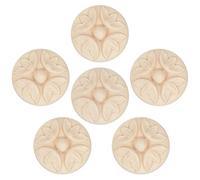 CRAFTYMELODY 20 pièce D'Appliques en Bois Sculpté Non Peintes en Forme de Fleur Cadre D'Applique Sculpté en Bois Blanc Rond Décalcomanies de Fleurs Sculptées