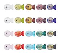 CRAFTYMELODY 20 pièce de Perles en Verre en Forme de Poisson Dégradé de Couleurs Colorées Faites à la Main en Forme D'Animaux Marins de Poissons de Dessins Animés