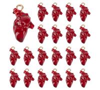 CRAFTYMELODY 22 pendentif Anatomique en Forme de Cœur 3D Pendentif D'Organe Humain Creux de Style Tibétain 21x11.5x11mm pour la Fabrication de Bijoux