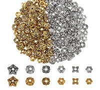 CRAFTYMELODY 240 pièce de Capuchons de Perles en Alliage de Fleurs 12 styles de Capuchons de Perles en Métal de Fleurs Capuchons Filigrane Floral D'Espacement