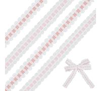 CRAFTYMELODY 26 Yards 2 Couleur Rose Élastique Dentelle Garnitures Polyester Garniture Rubans Extensible Bordure Extensible Bordure Festonnée Ruban Vague Volantée