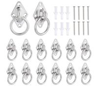 CRAFTYMELODY 3 Ensembles d'Anneaux de Fixation Croisés pour Chevaux Crochets Muraux en Acier Inoxydable en Forme de D Porte Manteau Mural avec Vis Multi Usage Attache d'Écurie pour Chevaux