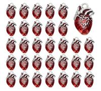 CRAFTYMELODY 30 breloque Cœur en Métal Rouge Pendentif Orgue 3D Creux de Style Tibétain Pendentifs D'Anatomie Humaine pour la Fabrication de Bijoux