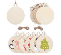 CRAFTYMELODY 30 disque Rond en Bois avec Trous Tranches de Bois Naturel Brut Tranches de Bois Naturel Pré Percées Cercles BurlyWood