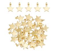 CRAFTYMELODY 30 pendentif Étoile en Laiton Plaqué Or 18 carats Pendentif Étoile à Cinq Branches en Métal avec Anneau de Jonction pour la Fabrication de Bijoux