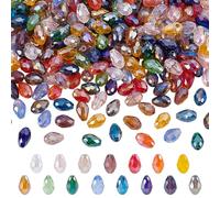 CRAFTYMELODY 300 perle en Cristal Bicolore Perles en Cristal Facettées Électroplaquées en Forme de Larme Perles D'Espacement Transparentes Plaquées AB en Forme de Larme.