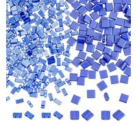 CRAFTYMELODY 300 pièce 2 styles Perles de Carrelage 2 trous Peinture de Cuisson Verre Graine Rectangle Plat Bleu Foncé Mini Perle D'Espacement en Vrac Perles Demi Coupées