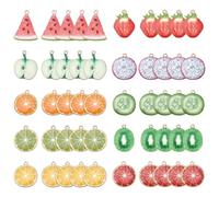 CRAFTYMELODY 40 pendentif en Alliage Émaillé en Forme de Fruit 10 styles Breloques Assorties en Forme de Pastèque Fraise Orange et Citron